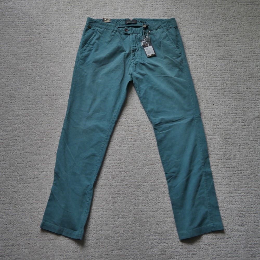 Scotch & Soda Newman Relaxed Slim Fit Corduroy Pants Teal Blue Mens 36/32 NWT